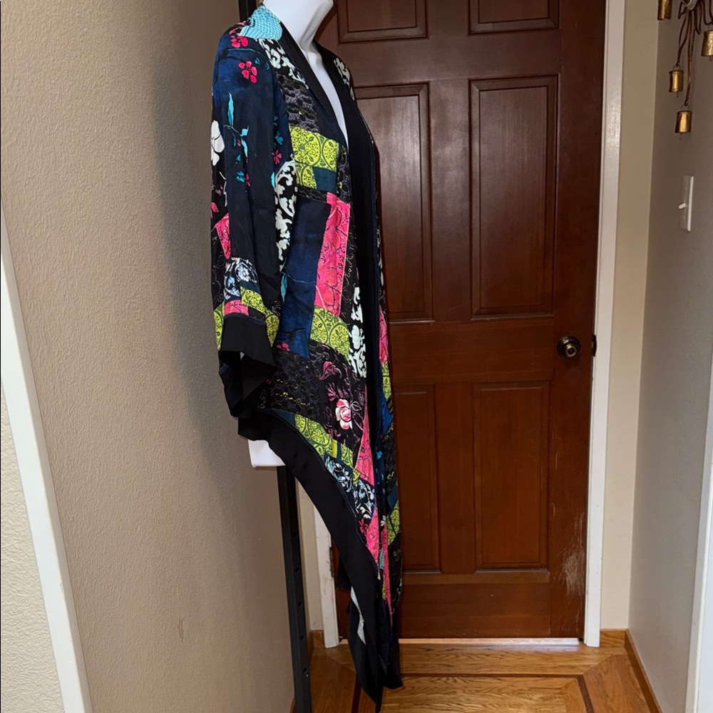 Joseph Ribkoff Multicolor Patchwork Kimono Open C… - image 5